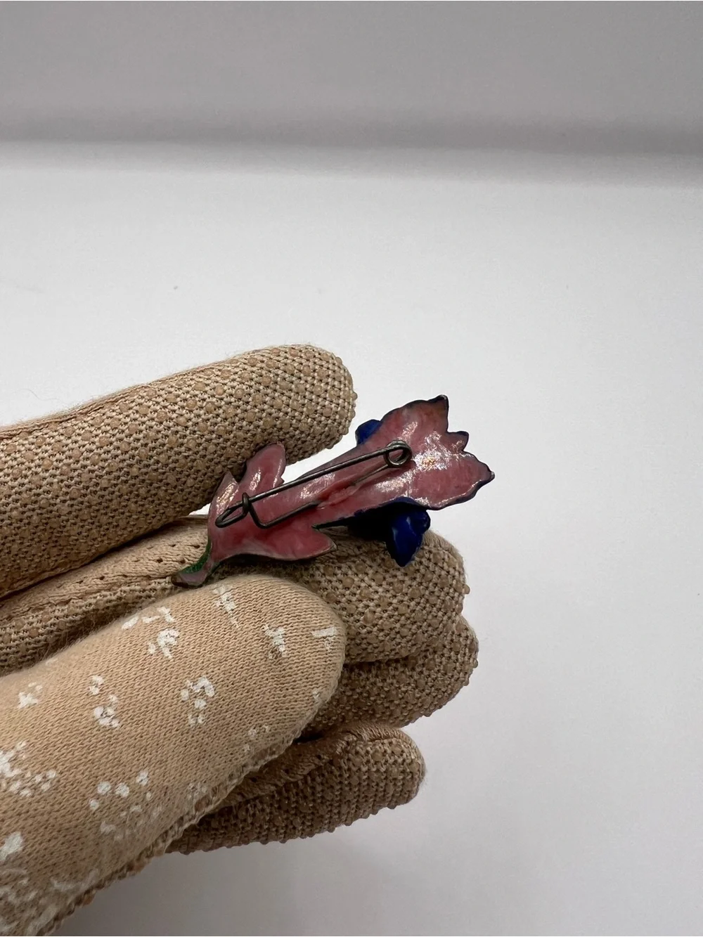 Vintage Mid-Century Hand-Painted Alpine Gentian Flower Pin